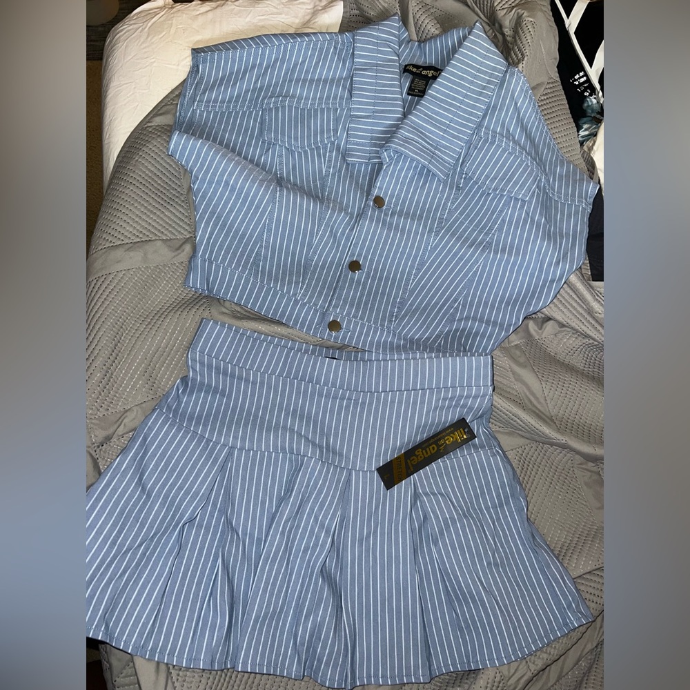 Blue Striped Two-Piece Set